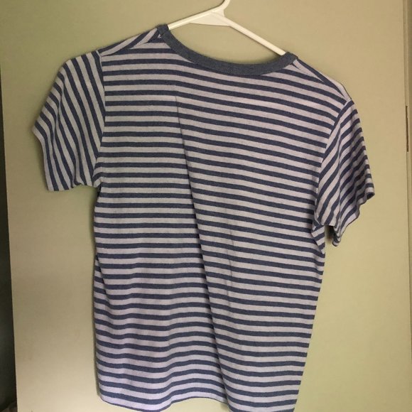 Brandy Melville Blue & White Striped T-Shirt - Picture 2 of 3